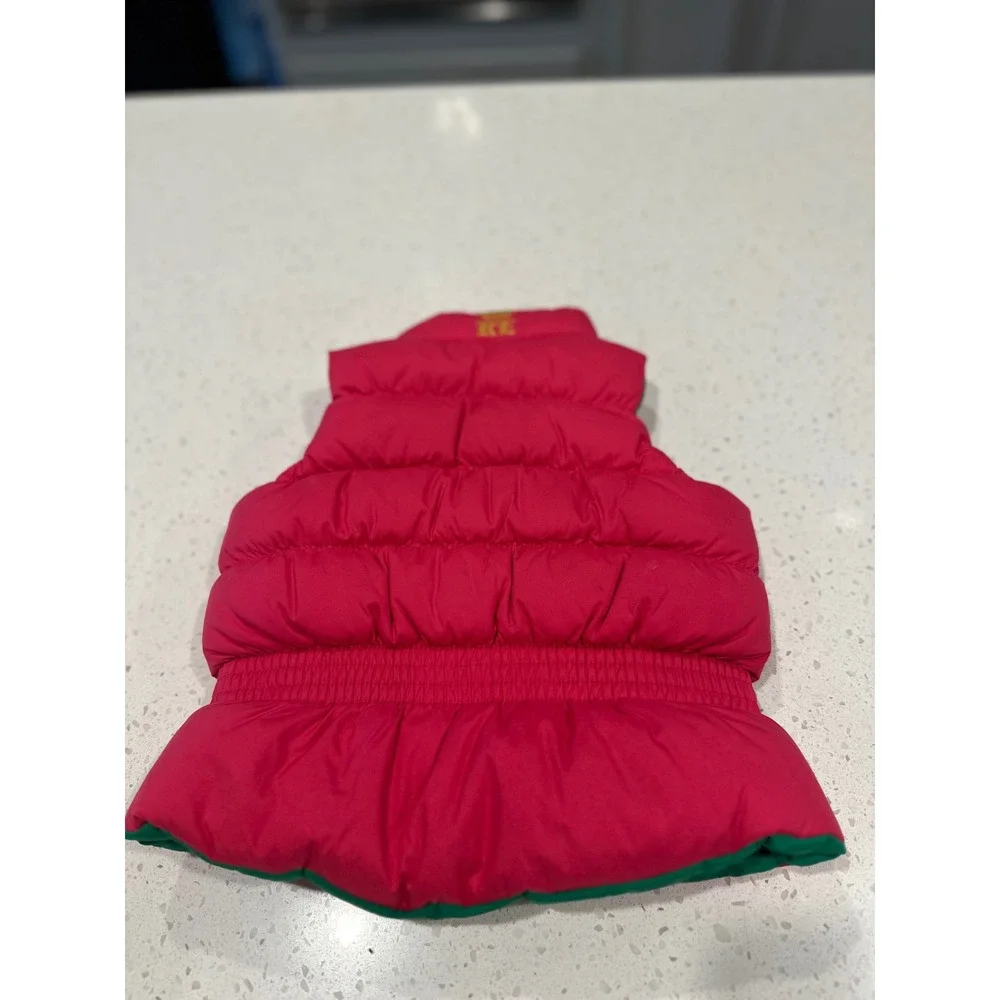 Ralph Lauren Kids Reversible Puffer Vest Pink Green Down Filled 12M